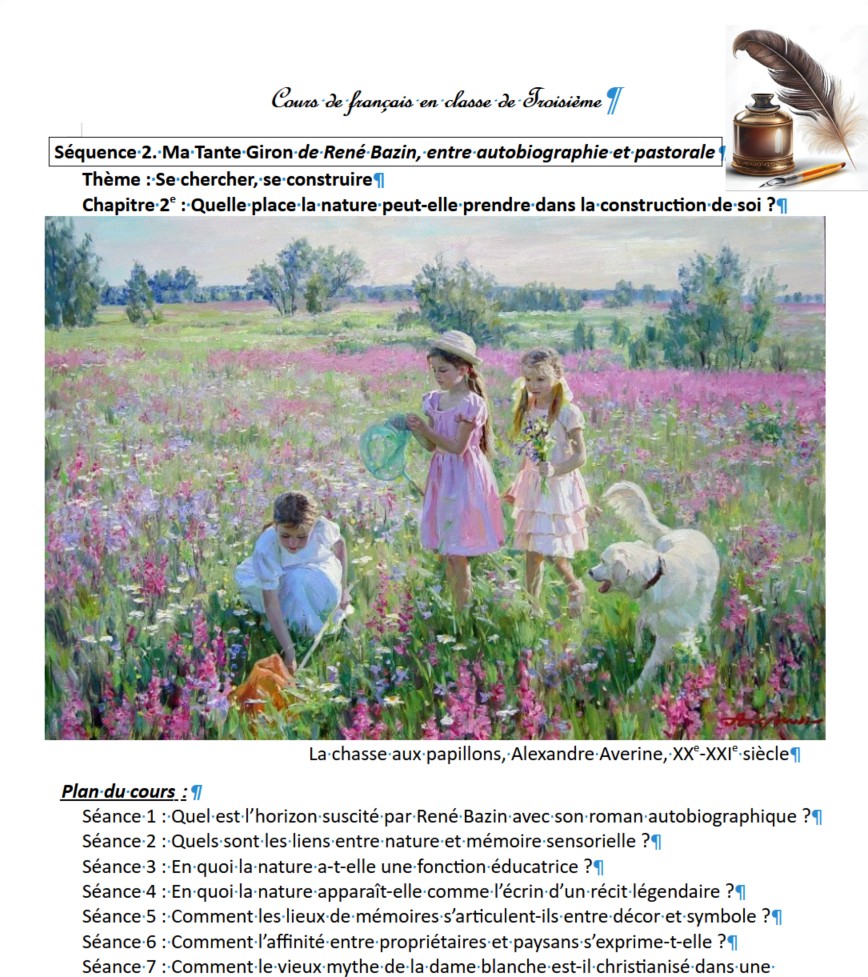 Diaporama d'accompagnement du cours : Ma Tante Giron de René Bazin, entre autobiographie et pastorale